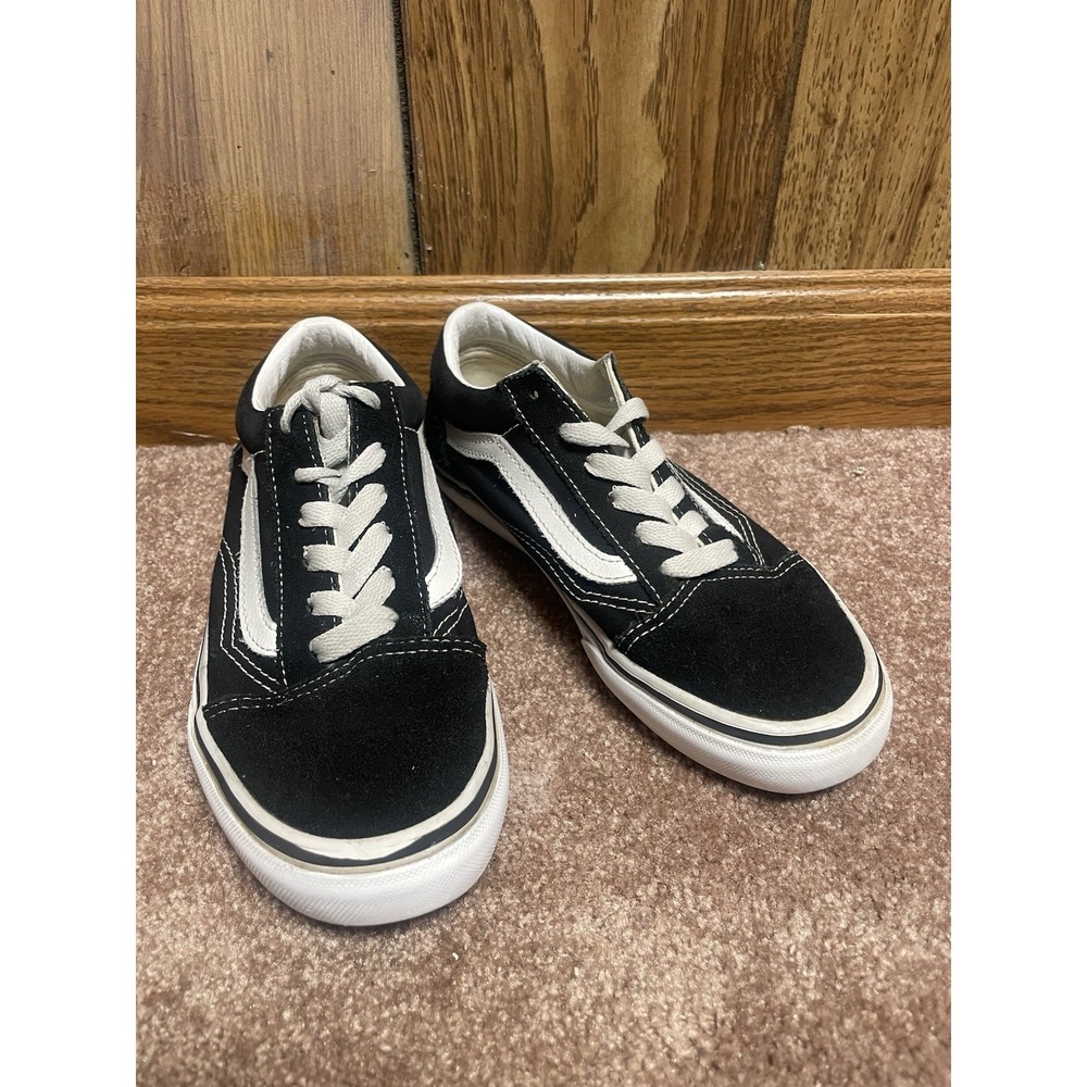 Vans Old Skool Low Youth Size 3 Black White Lace Up Shoes Skate Sneakers